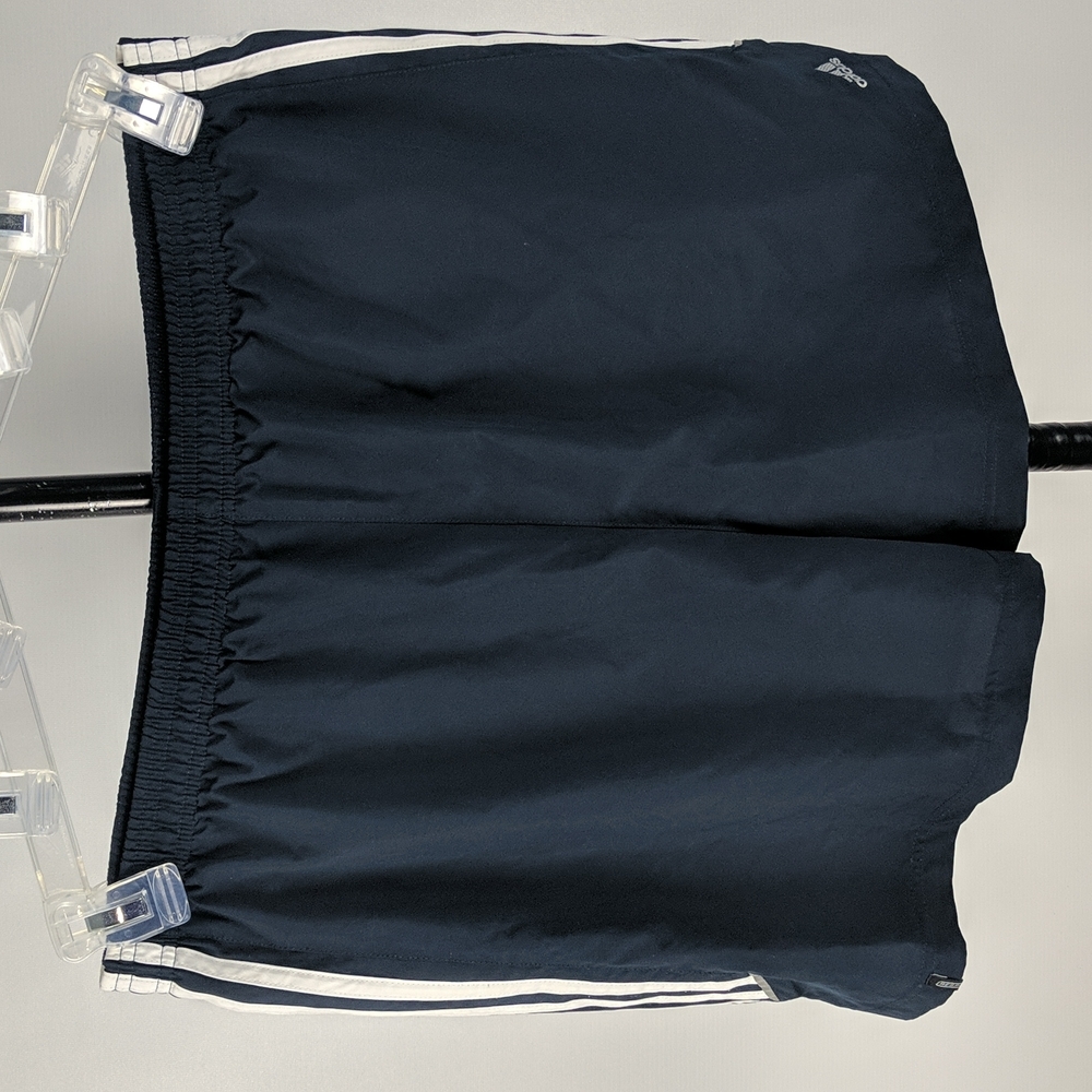 Adidas Men's Shorts Size XL Blue White Stripe Inbuilt Bike Shorts Zip Pocket - Picture 2 of 9